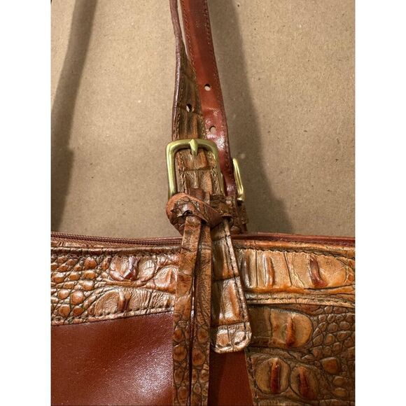 Brahmin Tuscan Collection Cognac Croc Leather Combo Asher Tote Shoulder Bag - Picture 5 of 16